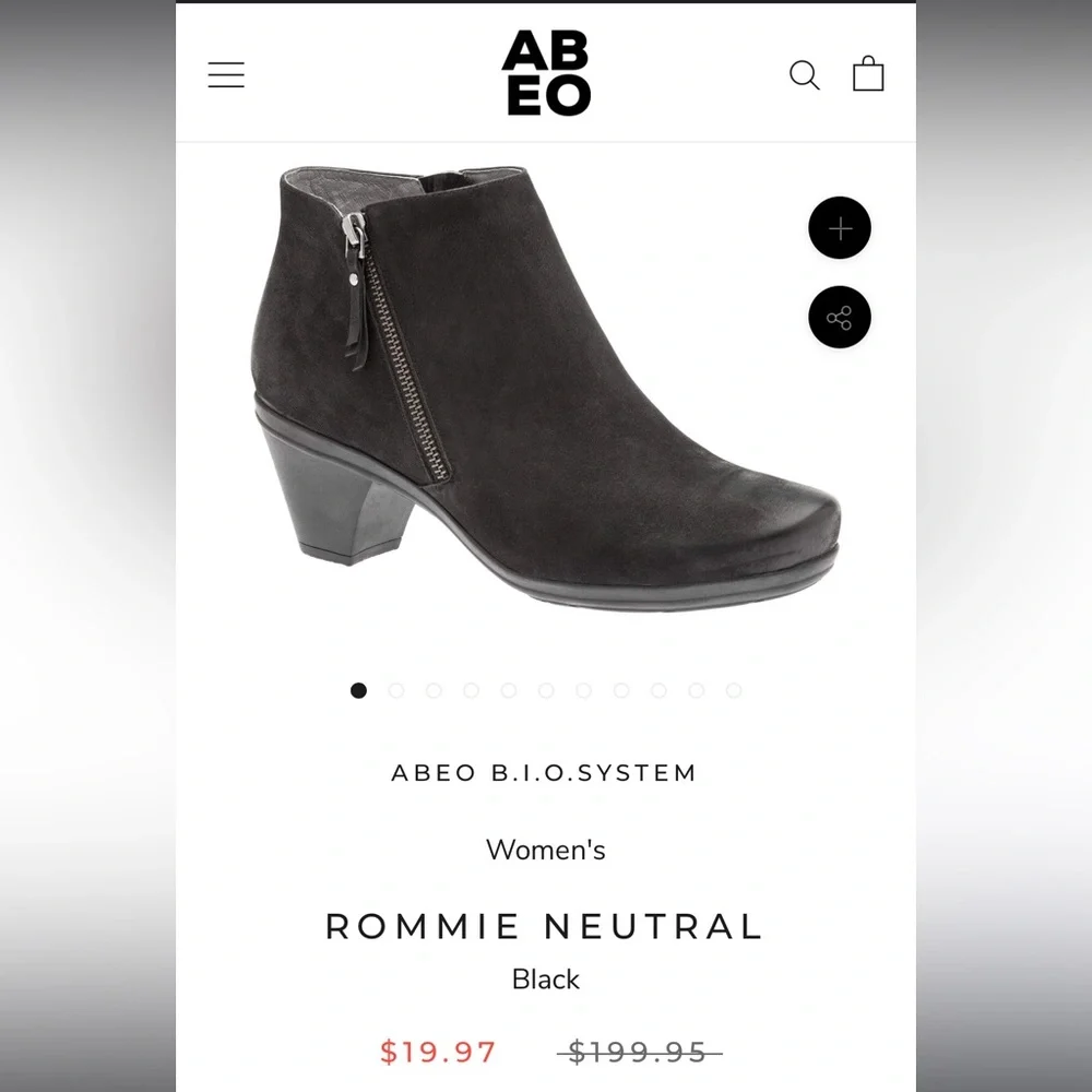 Abeo Rommie Neutral Black Suede Leather Heeled Ankle Booties Woman’s 7N - Picture 15 of 15